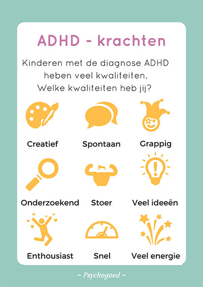 Krachtposter ADHD voor kinderen van Psychogoed.nl