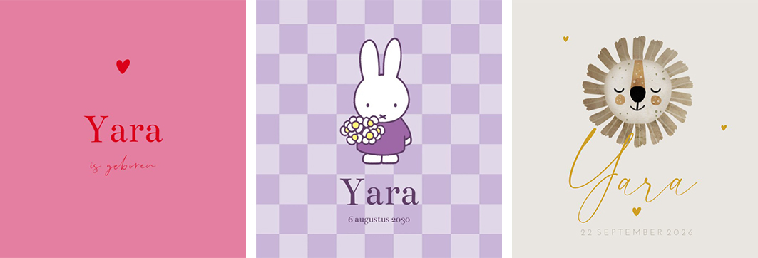 Kaartjes Yara | WIJ Geboortekaartjes
