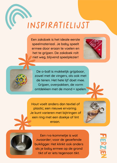 Inspiratielijst FierZien met speelmateriaal met hoge speelwaarde voor baby's